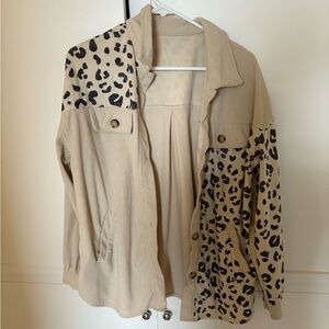 Leopard Print Beige Women's Jacket